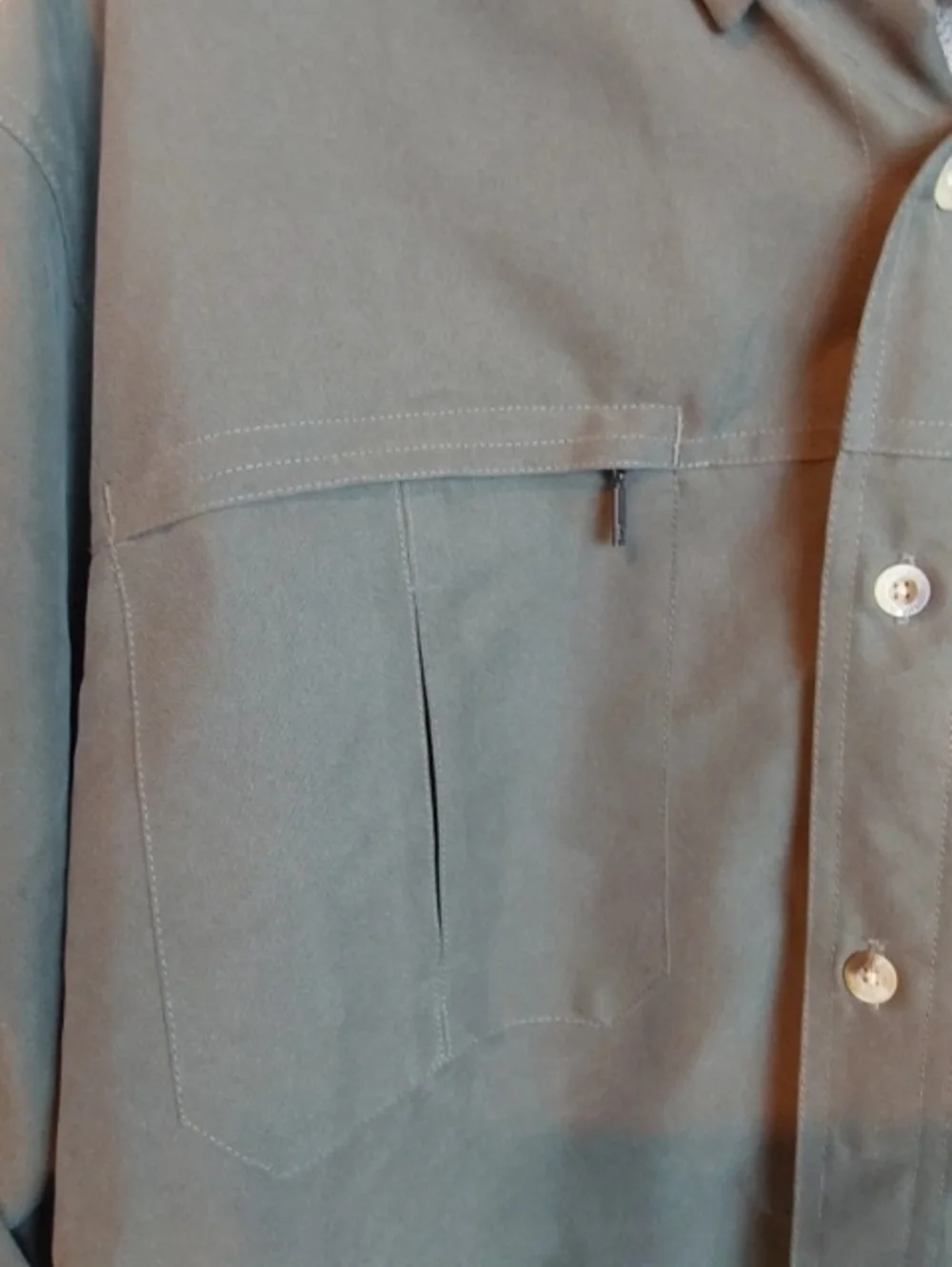 The North Face| Olive Green Tekware Hiking Shirt Zip Pockets Roll Tab Sleeves XL